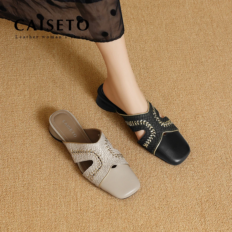 帮面鱼皮内里头层羊皮/3.5cm包头镂空夏季透气凉拖鞋CST-25XL125