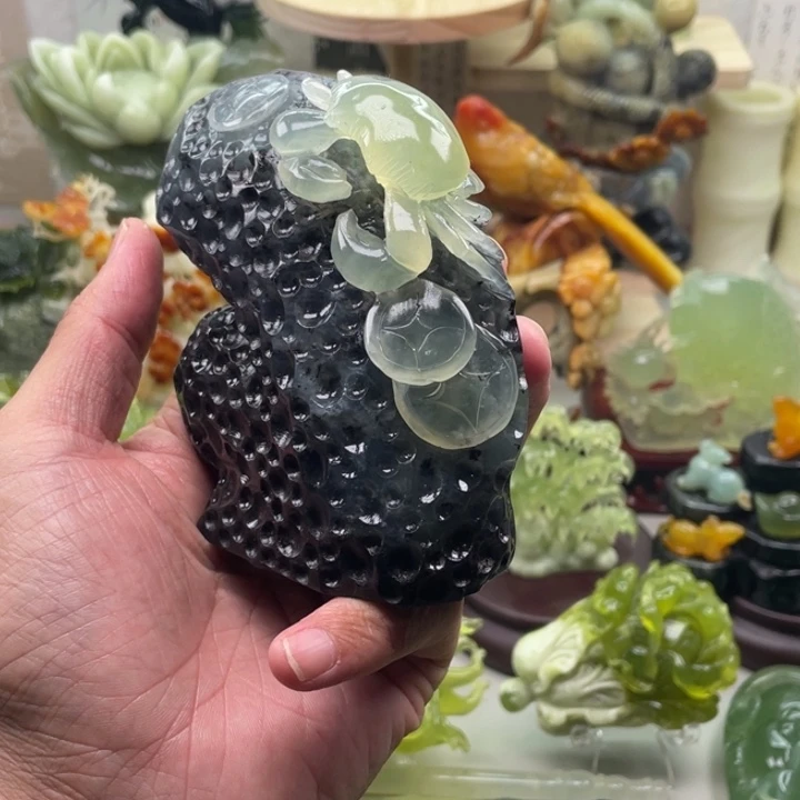 没***头蛇纹石玉未镶嵌四大名玉手把