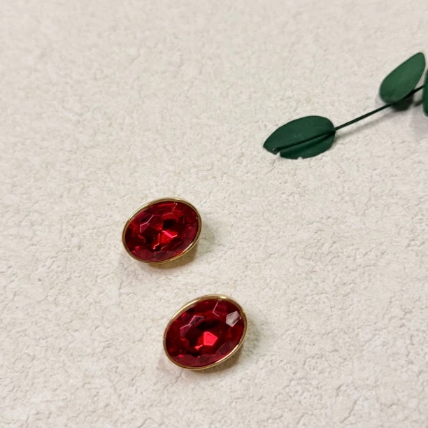 铜合金玻璃耳饰 【六六中古】孤品复古耳夹th6550