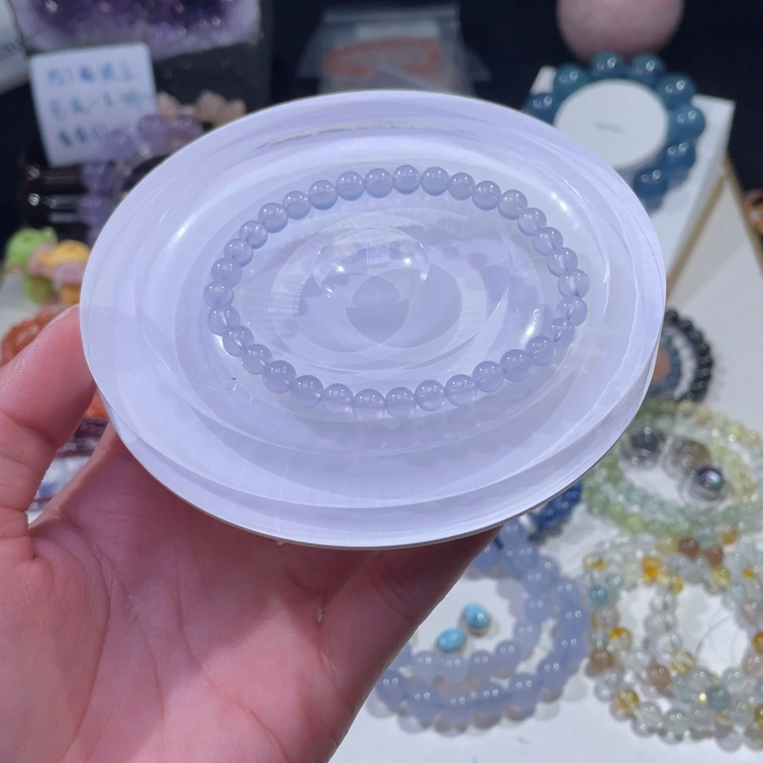 未镶嵌手链水晶透体蓝玉髓玛瑙5+