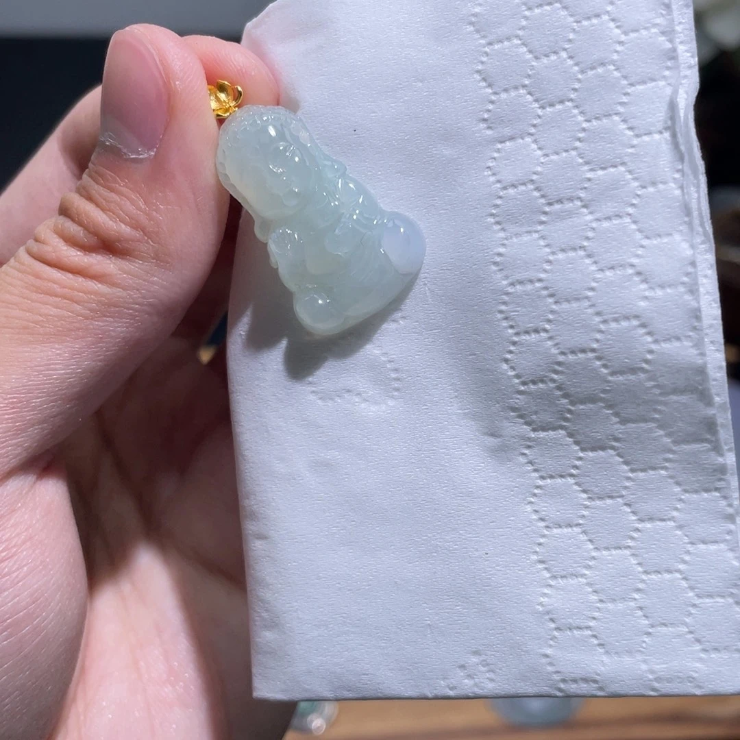 定制翡翠18K金镶嵌宝宝佛