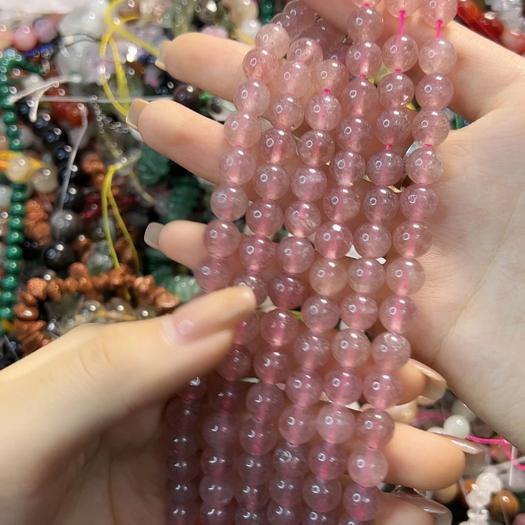 玛瑙/玉髓合金珠宝半成品草莓晶卡8一条