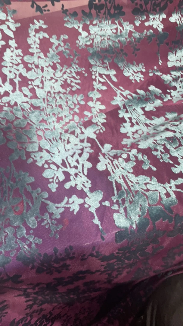 蓝色花型紫色底丝绒乱花烧做裙子旗袍小衫