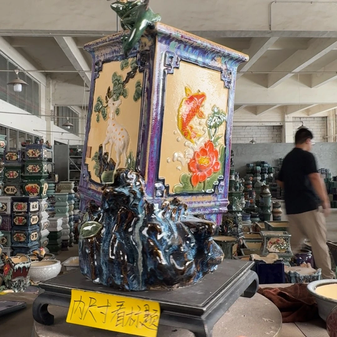 。一风堂石湾花盆 瑕疵变形 内20*30