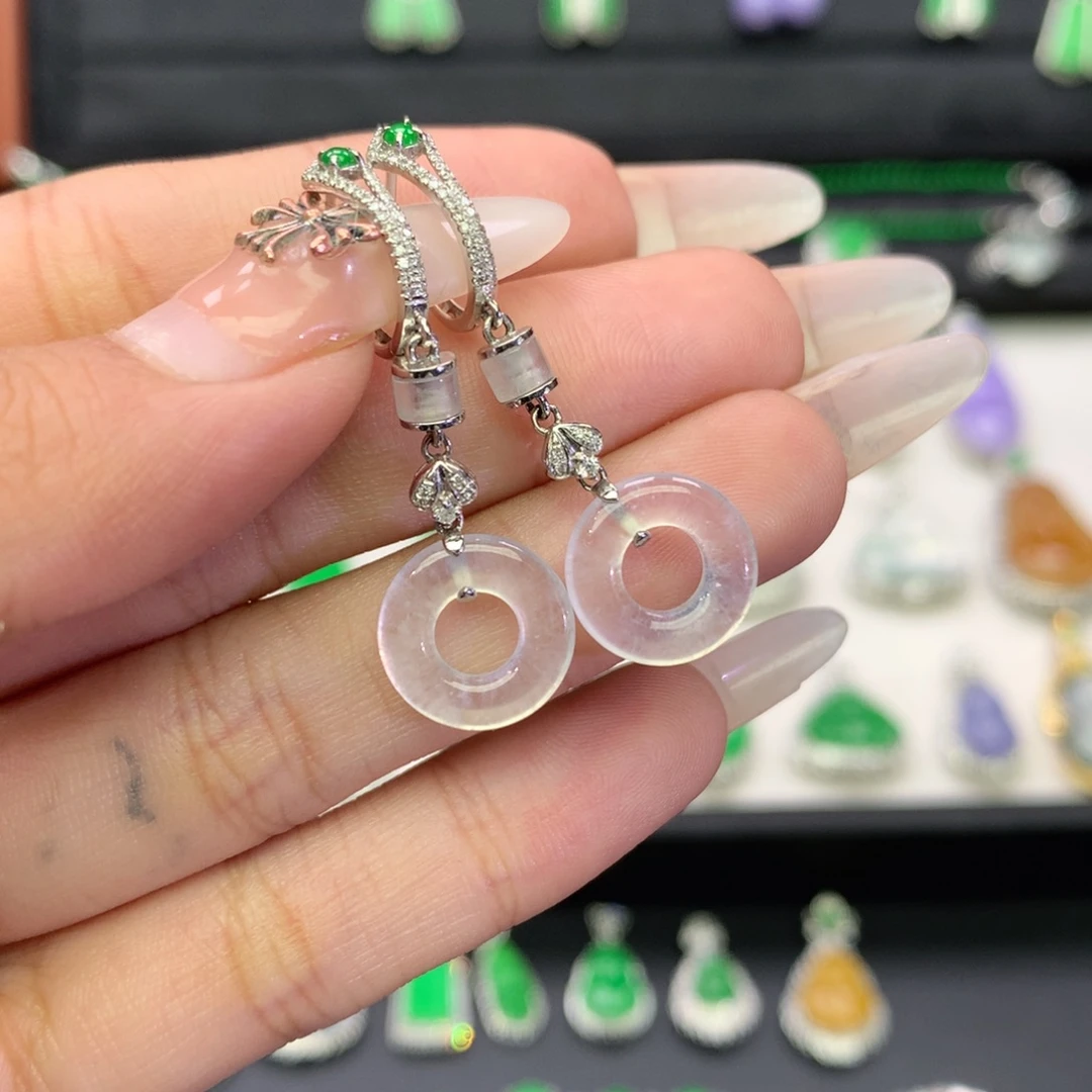 翡翠18K金镶嵌耳饰