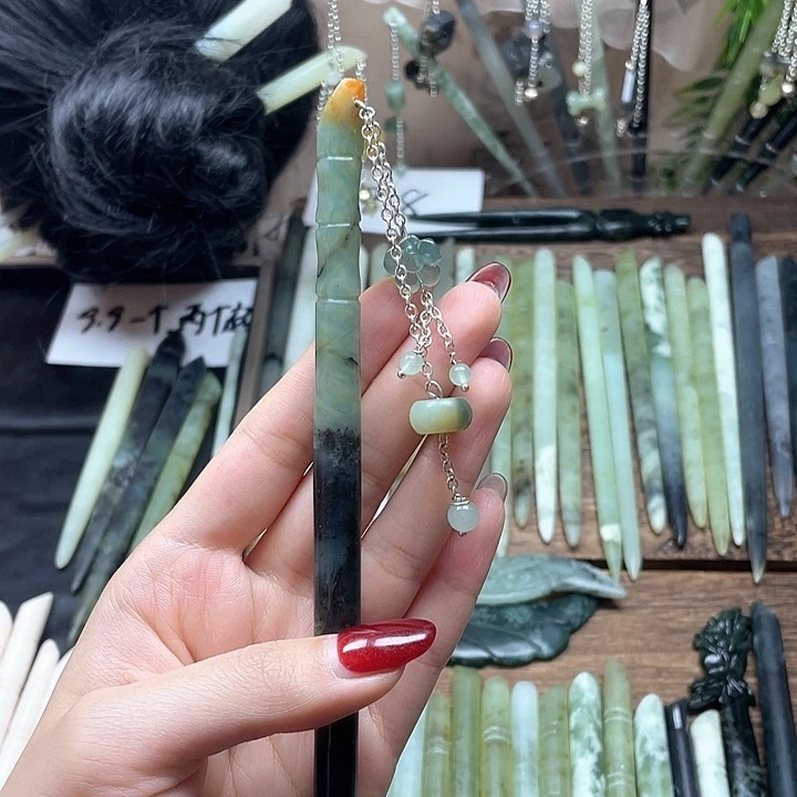 蛇纹石玉发饰合金