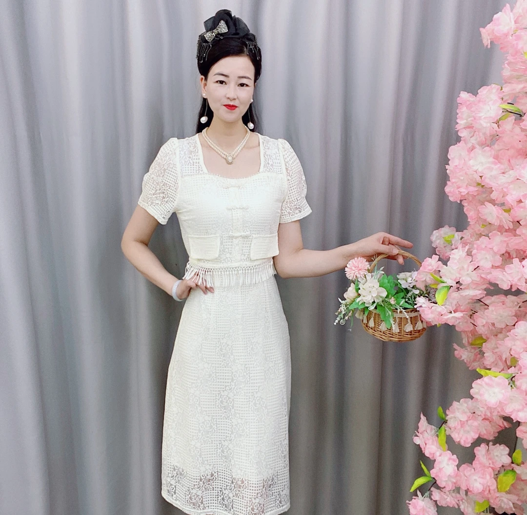 2025新款女装夏季短袖法式修身显瘦小香风连衣裙