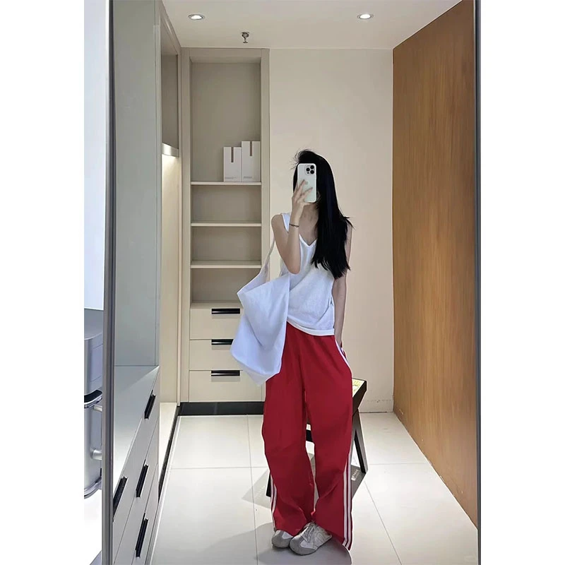 2025秋夏季新款修身显瘦时尚设计感无袖上衣休闲简约运动宽松长裤