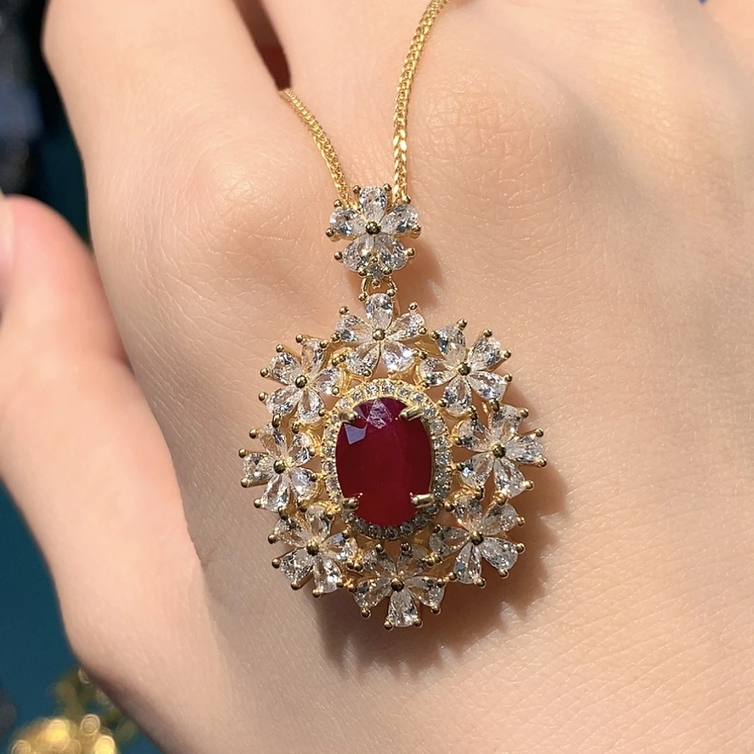 颈饰银S925镶嵌红宝石福利款