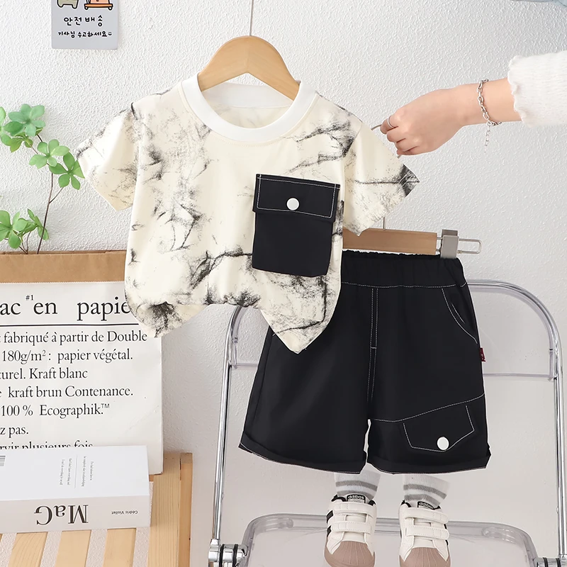 儿童夏季套装短袖洋气小童婴儿棉质休闲半袖薄款工装帅气韩版