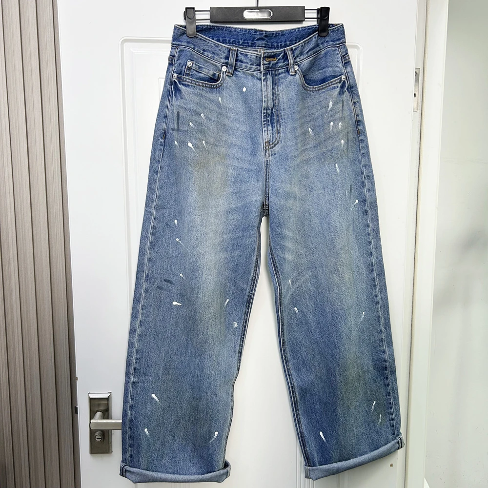 做旧脏脏【裤长104】直筒牛仔裤水洗春秋百搭宽松直筒裤长裤