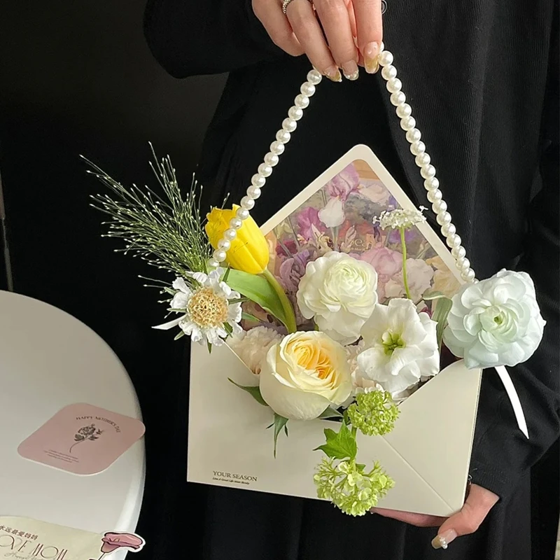 秋日信封花束包装插花盒送朋友闺蜜礼品盒鲜花玫瑰包装盒花店装饰