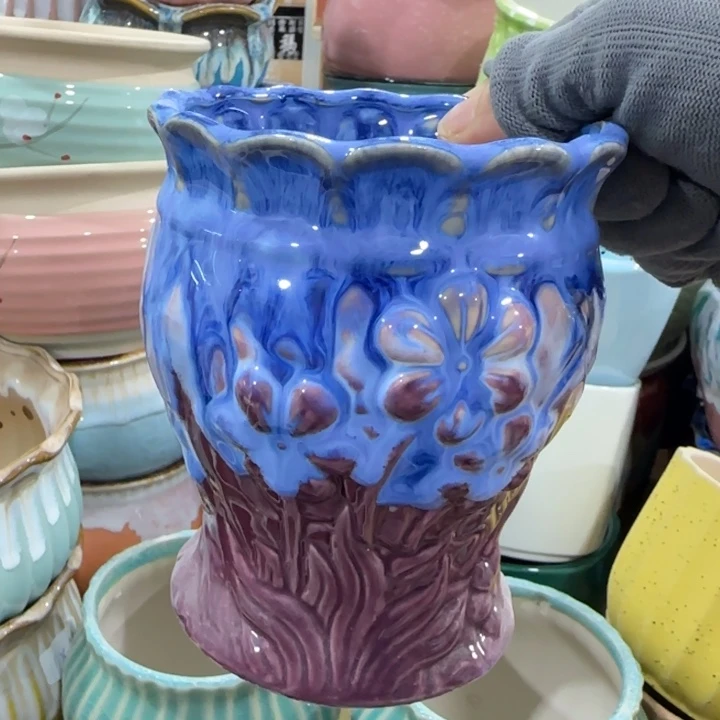 凑9块包邮，有孔，陶瓷花盆