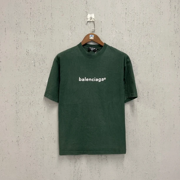 95新 Balenciaga/巴黎世家 墨绿色邮箱字母印花短袖s码 Z00254