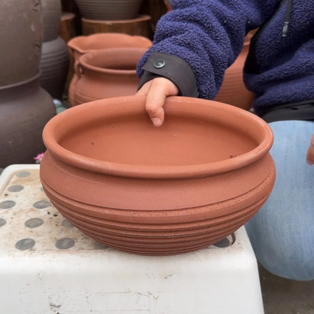 紫砂花盆口24高12宜兴紫砂