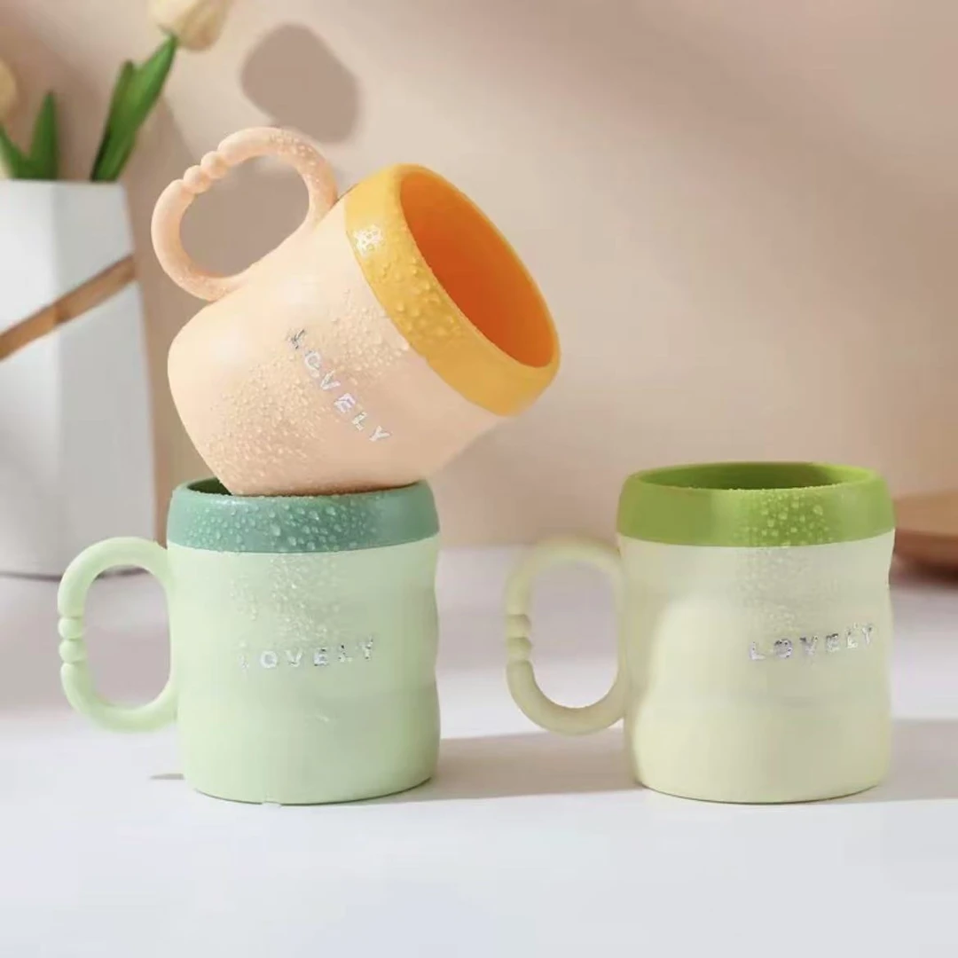 双层漱口杯加厚仿陶瓷牙刷杯家庭亲子杯情侣竹节杯家用简约刷牙杯