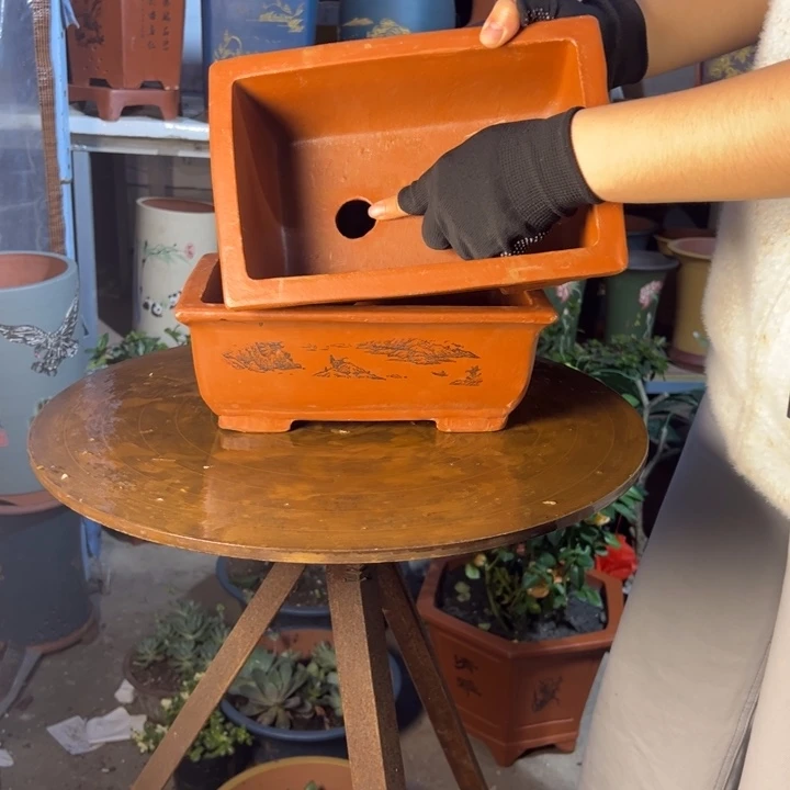 宜兴紫砂花盆26+26红马槽