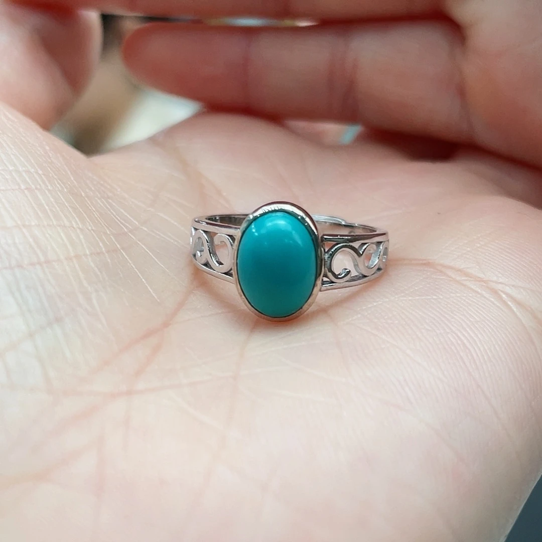绿松石戒指银S925镶嵌