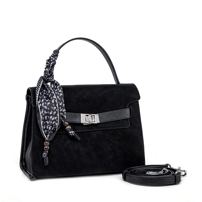 【C&R】潮流单肩斜挎凯莉包QYX-81749-黑色23x8x19cm