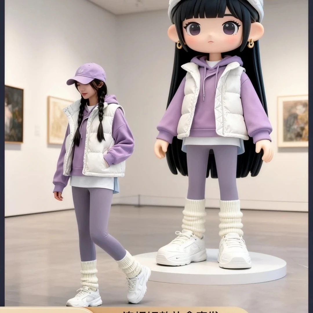 《Lu系女孩专属》四格泡芙连帽羽绒马甲外套