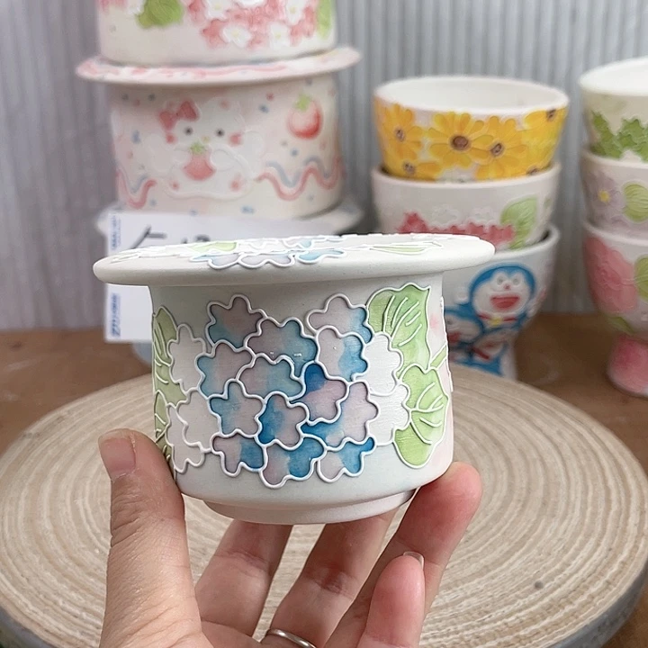 爱***盆白泥手绘多肉花盆微瑕475