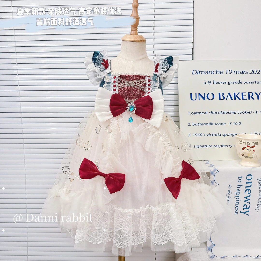 【Dannirabbit】贵族风范+重工亮片女童连衣裙X-7810