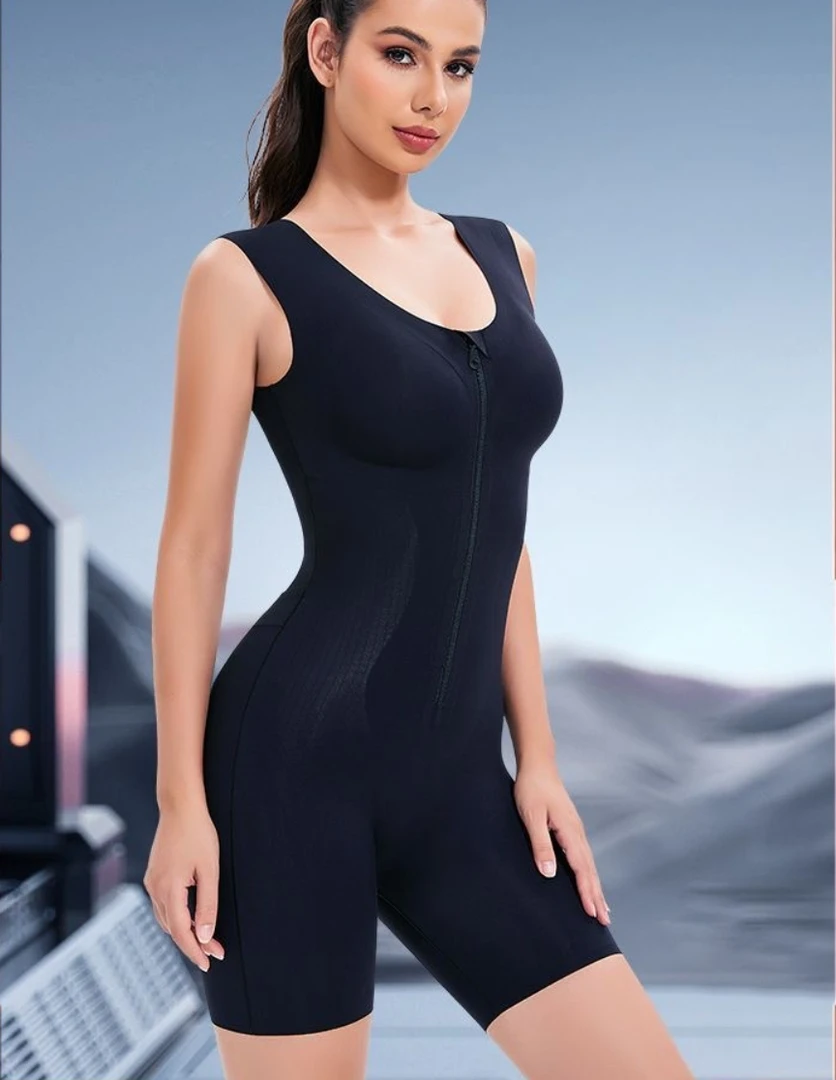 2025新款拉链排扣收腹提臀塑身裤显瘦女士无痕薄款连体