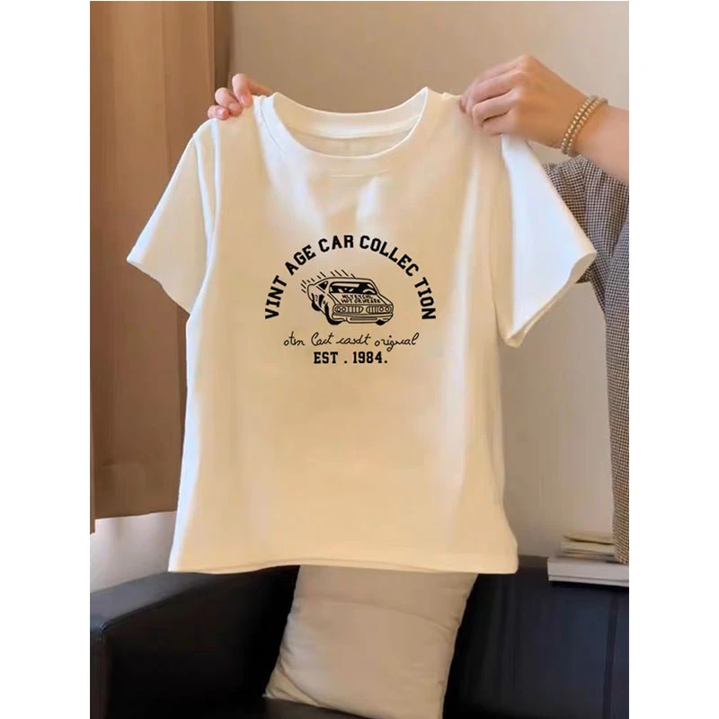 设计感小众正肩简约短袖t恤女时尚百搭常规款上衣2025新款夏秋季