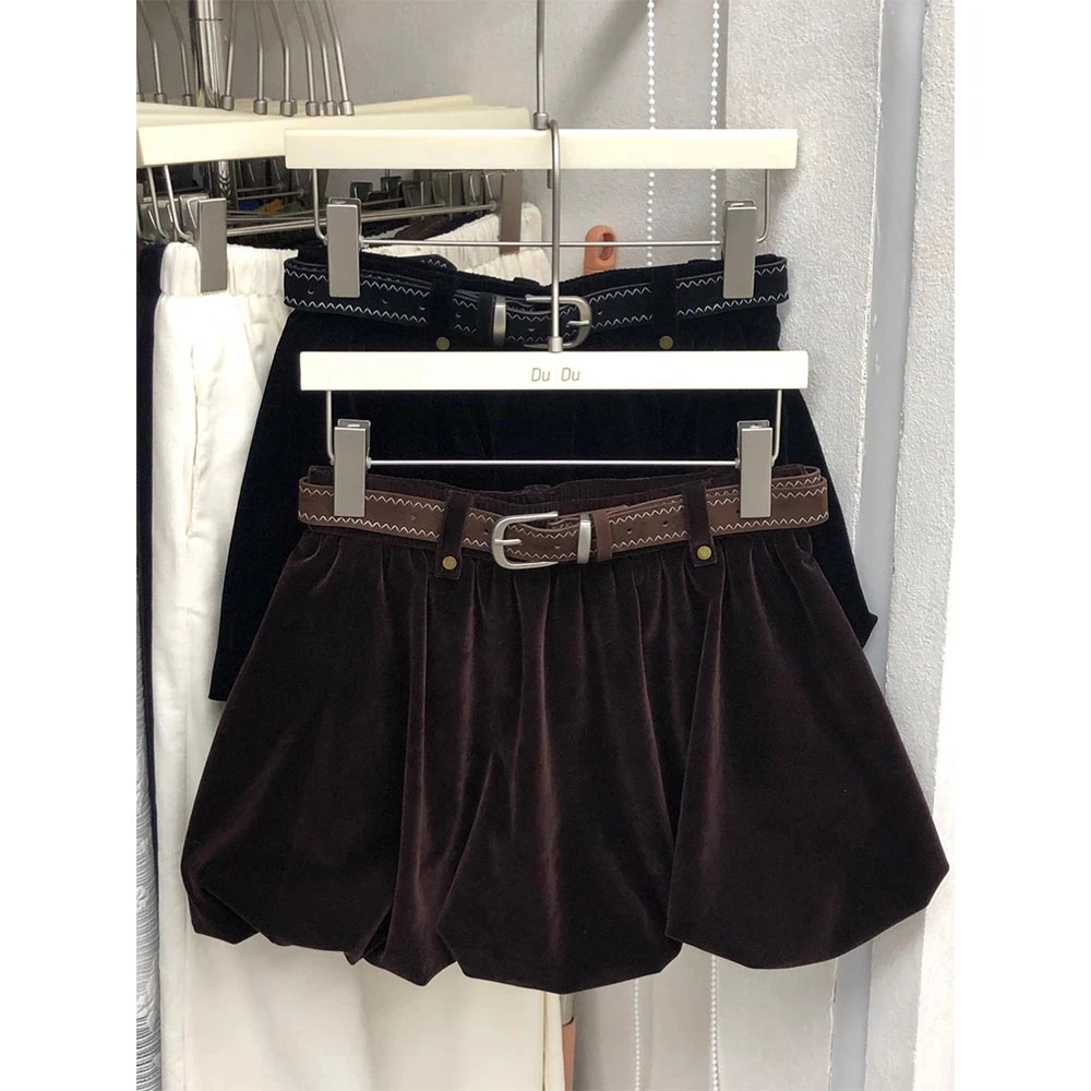 2025年春秋新款时尚气质高级感纯色休闲A字短裙显瘦蓬蓬半身裙潮