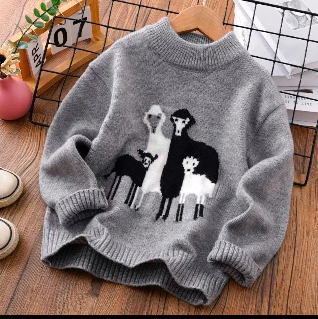 男毛衣童装高领宝宝大童针织衫打底衫洋气韩版圆领印花套头