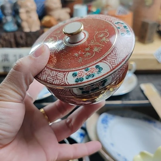 瓷片老九谷盖杯瓷片瓷器