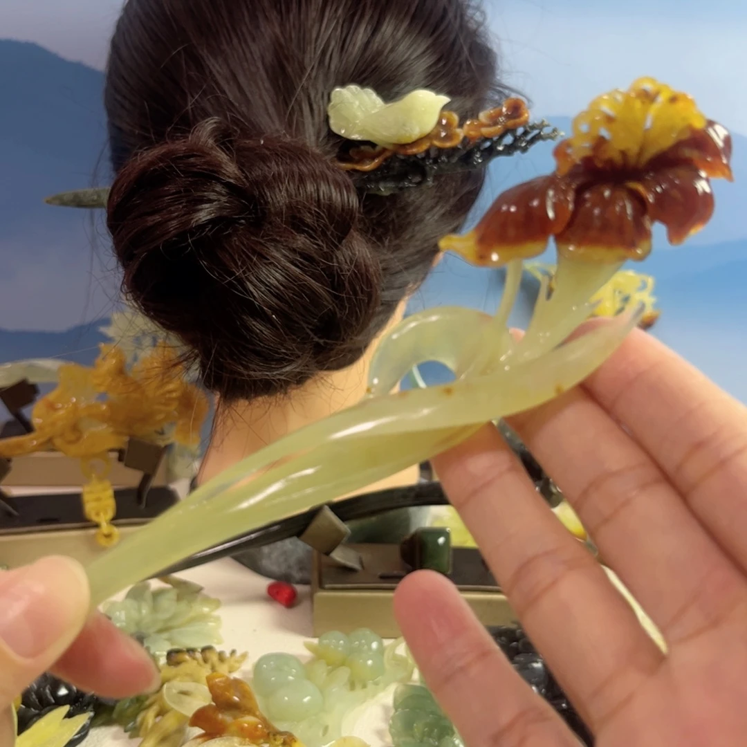 盘***舍和田玉未镶嵌发饰