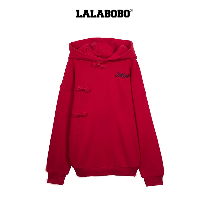 LALABOBO25蛇年新年战袍连帽宽松显瘦新中式盘扣卫衣LBEA-WSTS22
