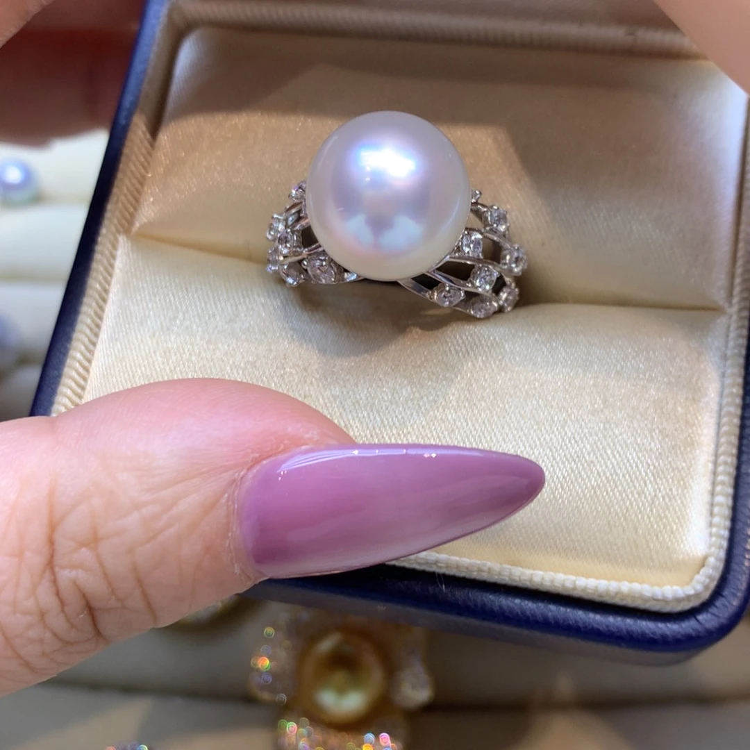 银S925镶嵌戒指海水珍珠