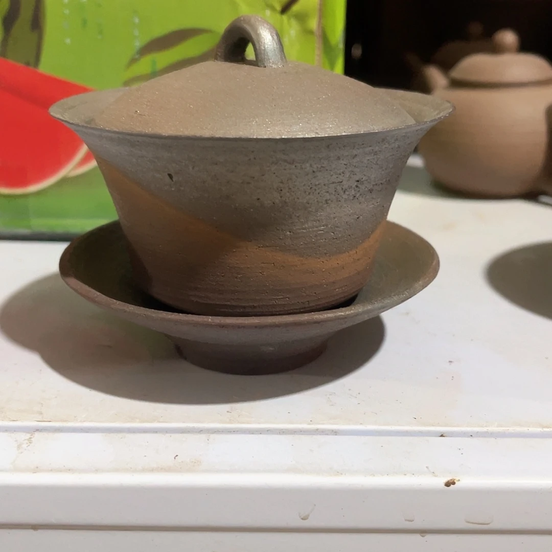 用***4柴烧三才盖碗120容量左右