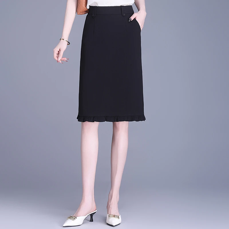 2025春夏新款时尚包臀裙半身裙百搭高腰西装直筒裙女短裙子一步裙