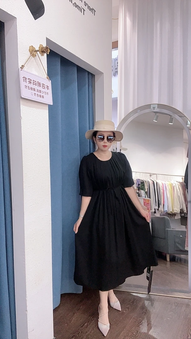 1502 棉麻连衣裙女长款2025年夏季新款气质显瘦微胖宽松大码长裙