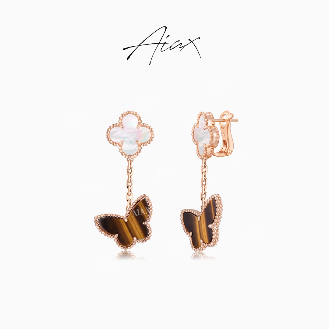 AIAX 镀K金  轻奢气质时尚精致长款百搭四叶蝴蝶耳环TSL1753