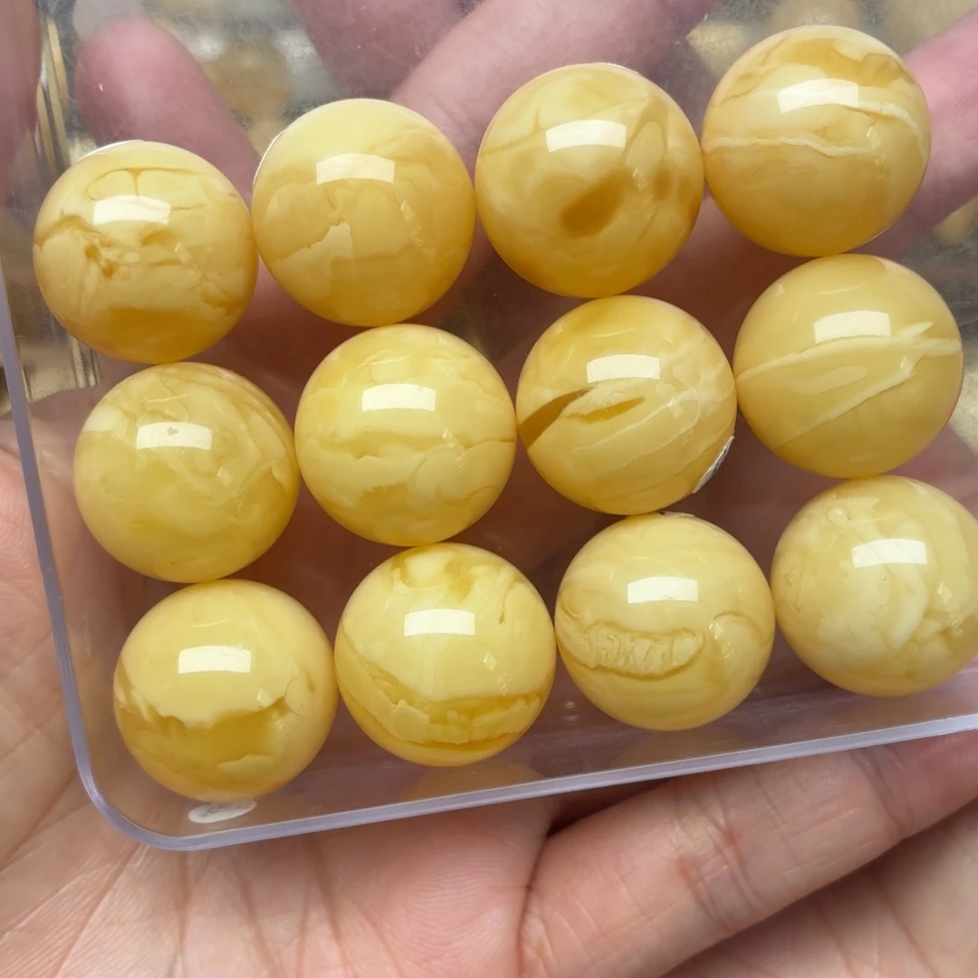 琥珀未镶嵌裸石19+蜜蜡妖花手串