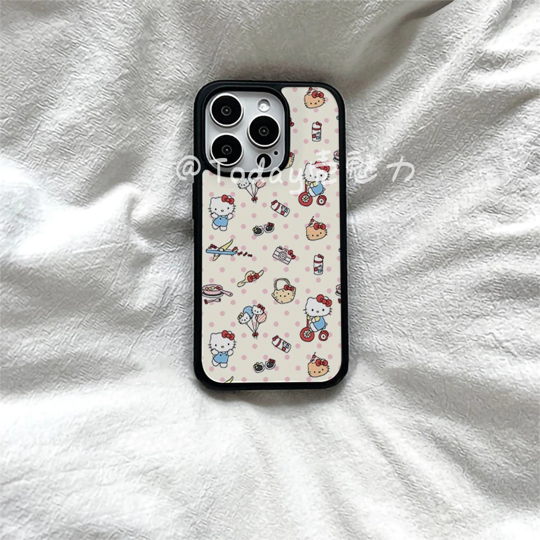 新款波点Kitty猫适用苹果16手机壳15promax14小众12硬壳女高级13