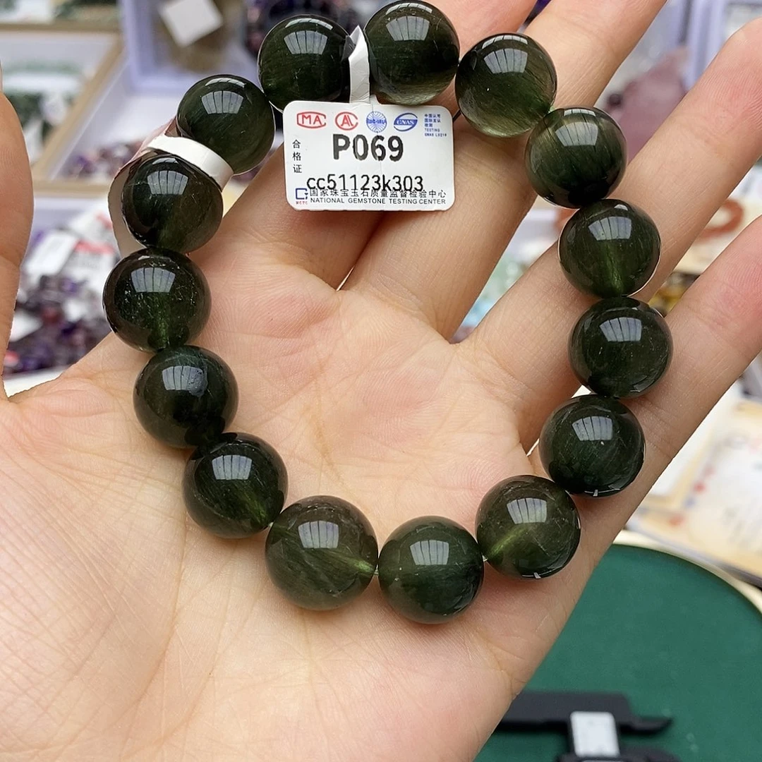 水晶手链未镶嵌P069 绿发晶 14m+