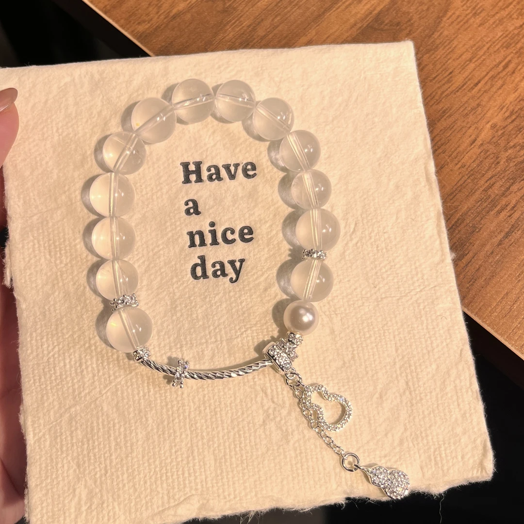 GP6070-【纯白花嫁】奶白晶施华洛珠子单圈