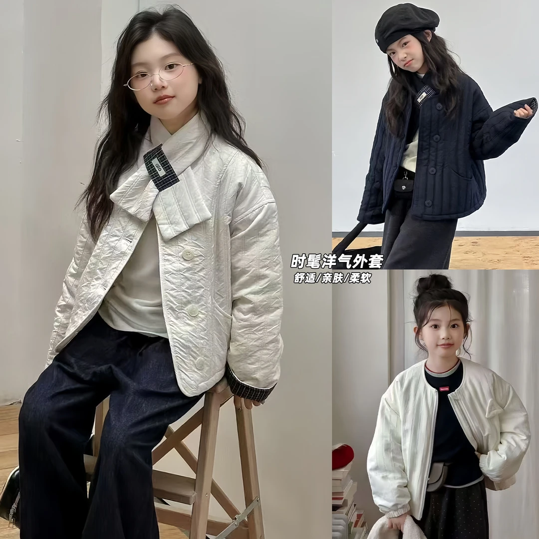 女童棉衣2025冬季新款儿童夹棉百搭上衣大童女孩秋冬季时尚薄棉袄