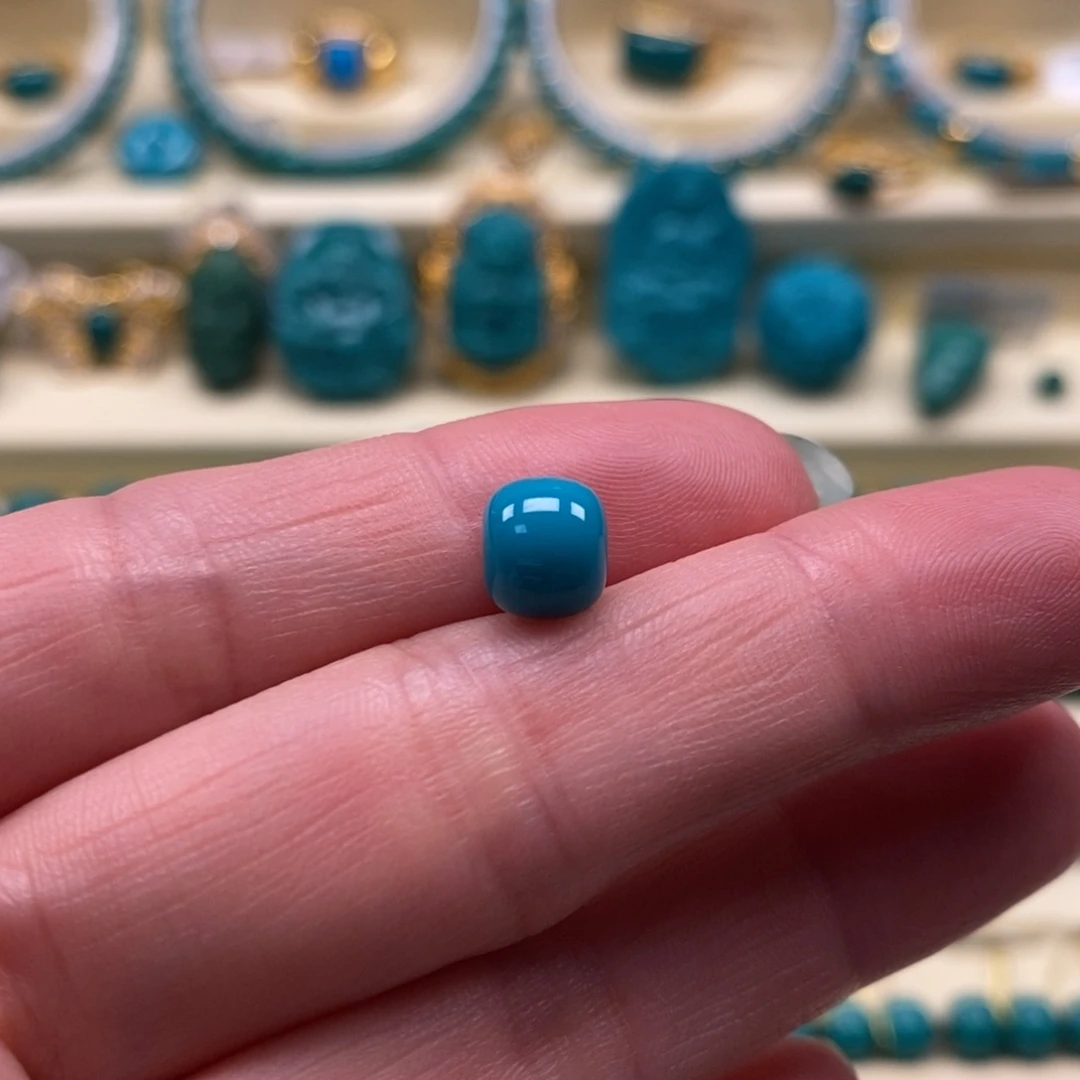 未镶嵌绿松石珠宝奇石直径7.4×6.5老型