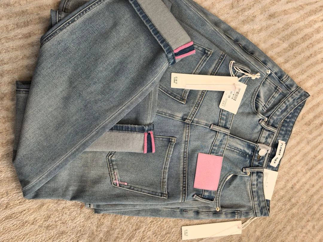 【065】花EW70宝宝MWMA四面弹长裤窄版直筒芭比粉标牛仔裤~