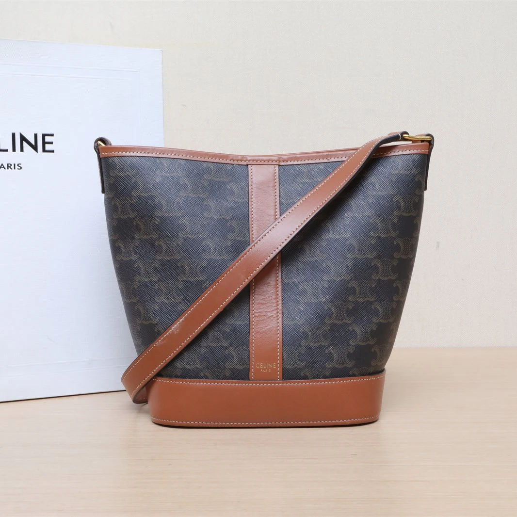 95新 Celine/思琳 【娇】单肩包水桶包18 老花 P225992078