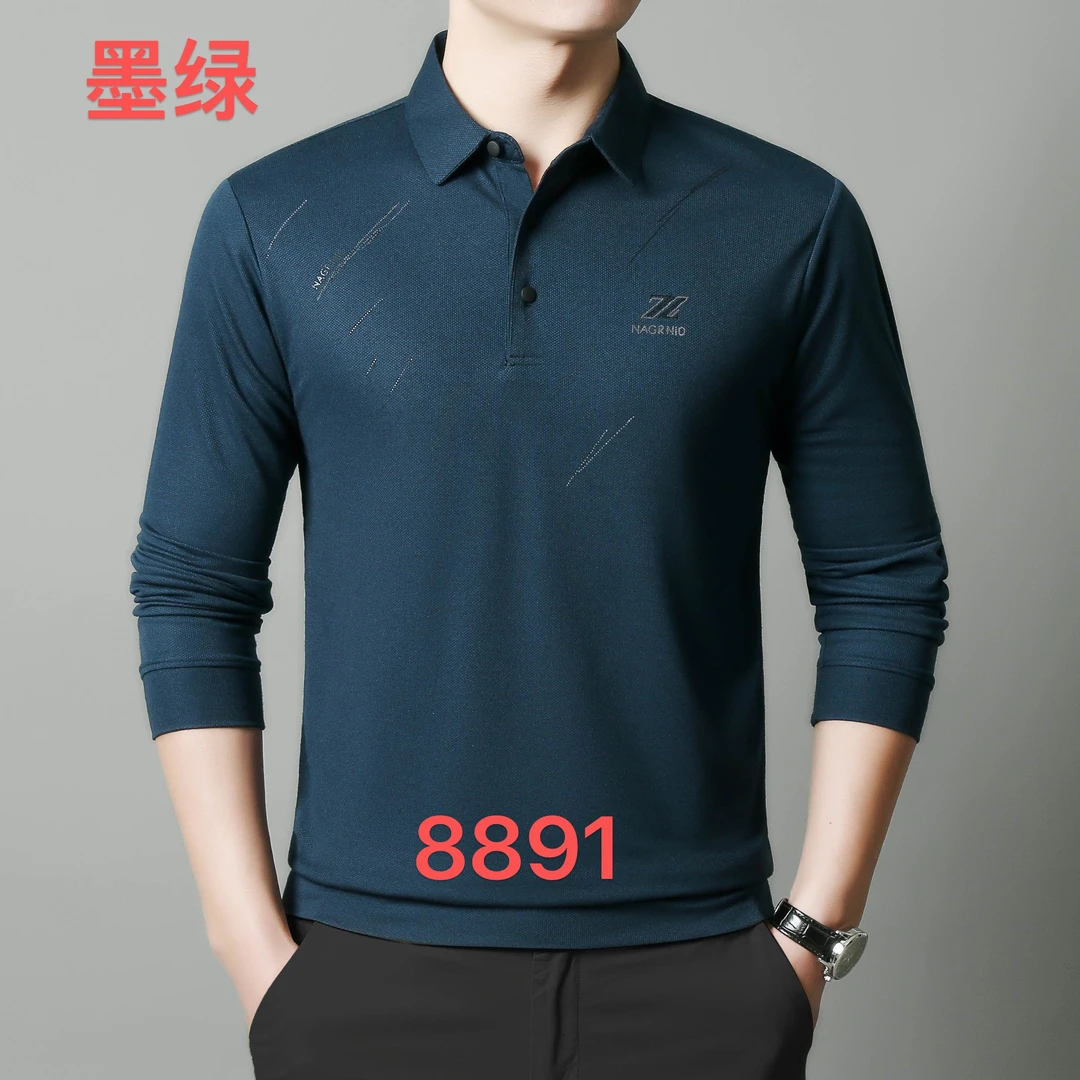春款爸爸装POLO衫T恤打底衫中老年休闲长袖上衣8891
