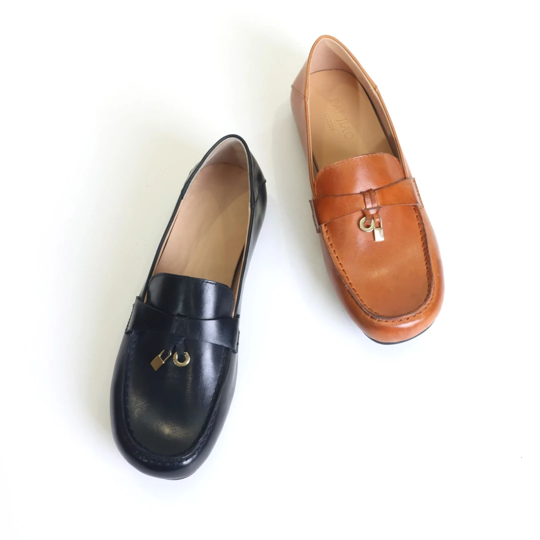 马皮质感经典休闲超软乐福鞋晚晚风复古不累脚女士单鞋XC1177-1