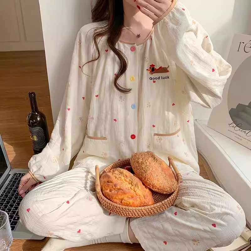 带胸垫月子服纯棉云朵棉春秋夏孕妇睡衣产后薄款哺乳产妇待产大码