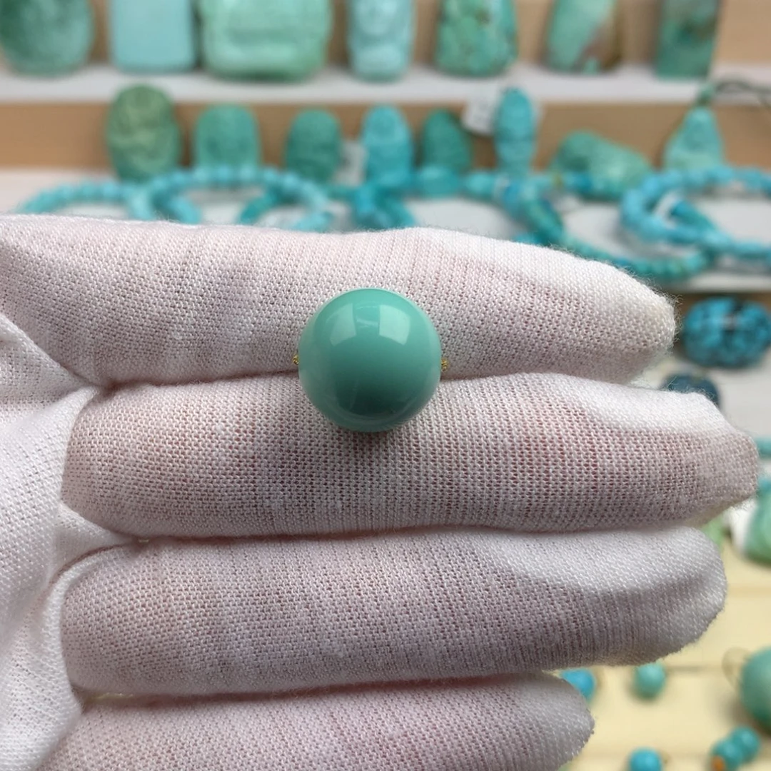 未镶嵌绿松石珠宝奇石14.6mm